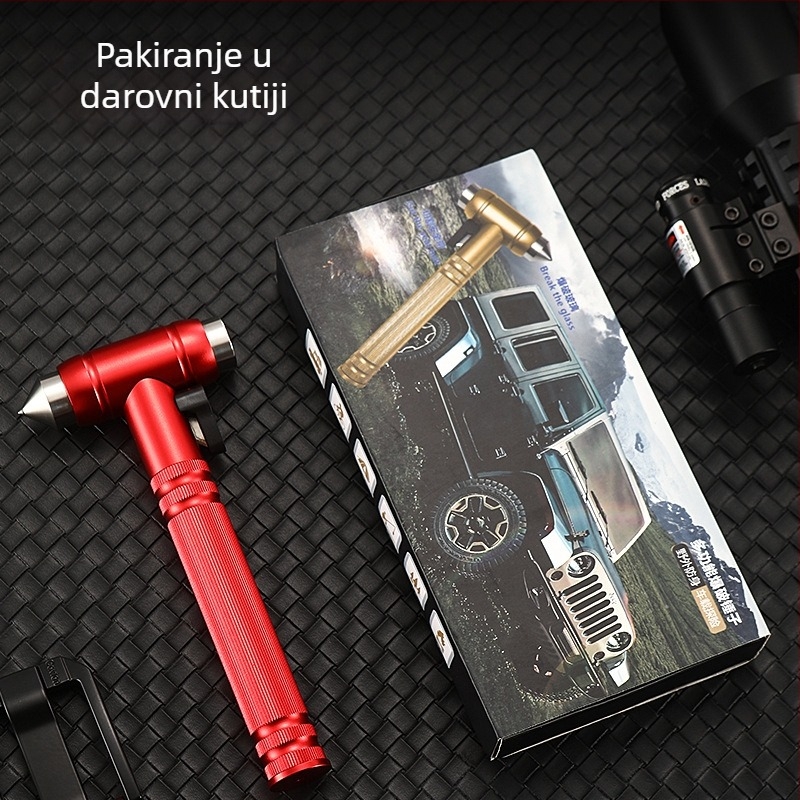 Sodao automobilski hitni čekić — aluminijsko kućište, vrh od volframskog čelika, težina 208 g, prijenosno i višestruko namjenski
