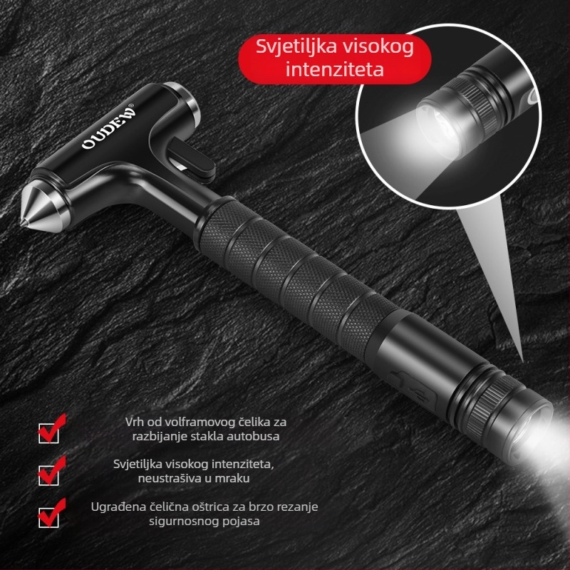 Mini sigurnosni čekić za auto od aluminijske legure, potpuno metalni (OUDEW; Brand: OUDEW; Material: aluminijska legura; Podrijetlo: Zhejiang; Prilagodba: Da; Težina: 310 g)