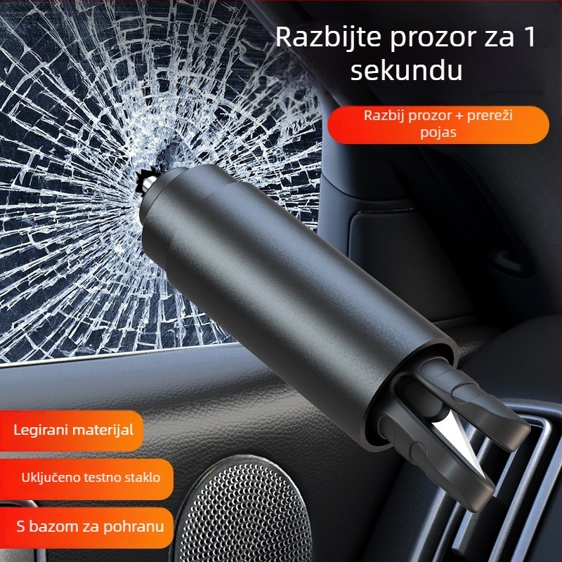 Automobilski razbijač prozora i alat za spašavanje — višefunkcionalni alat za samoobranu s reznim nožem i sigurnosnim čekićem