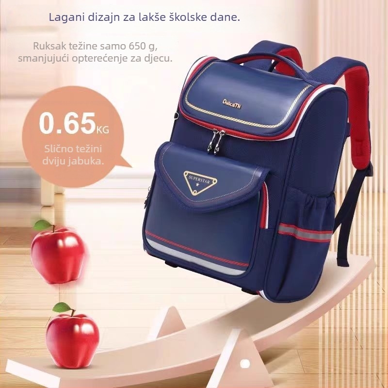 Školska ranac za učenike od 1. do 6. razreda, PU materijal, ultralak, smanjuje opterećenje i prozračan dizajn, naramenice s zračnim jastučićima, unisex