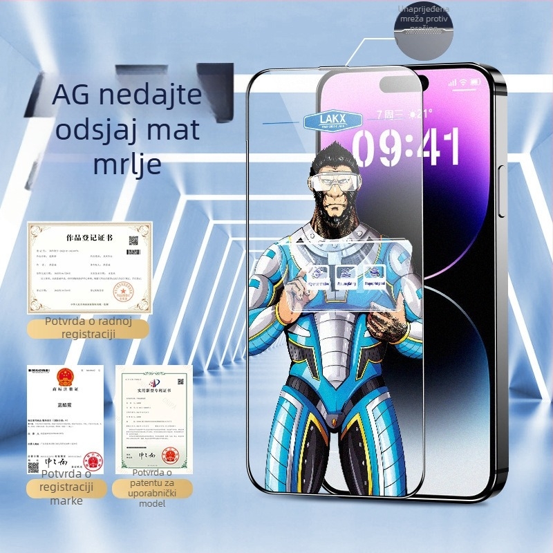 Kaljeno staklo za prednji zaslon iPhone 14 Pro Max – zaštita privatnosti, potpuno prekrivanje, HD jasnoća, otisci prstiju otporni