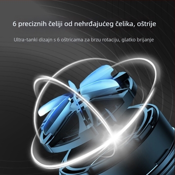 Inteligentni indukcijski električni brijač, 1 rotirajuća glava, vodootporan, USB punjenje, ugrađena baterija 1000–1200 mAh, trajanje rada preko 60 minuta