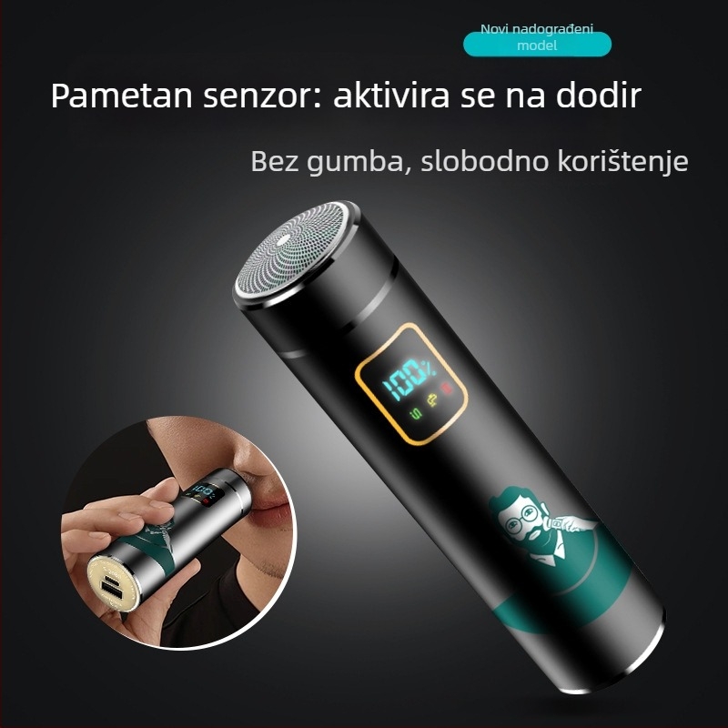 Inteligentni indukcijski električni brijač, 1 rotirajuća glava, vodootporan, USB punjenje, ugrađena baterija 1000–1200 mAh, trajanje rada preko 60 minuta