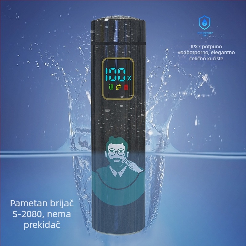 Inteligentni indukcijski električni brijač, 1 rotirajuća glava, vodootporan, USB punjenje, ugrađena baterija 1000–1200 mAh, trajanje rada preko 60 minuta