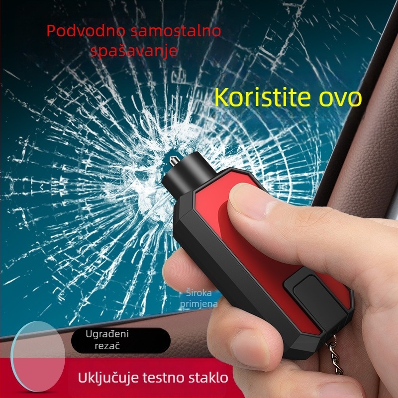 Rongshan Auto sigurnosni čekić – Dvije u jednu: rezac sigurnosnog pojasa i razbijač stakla, ABS, 100 g, mogućnost prilagodbe