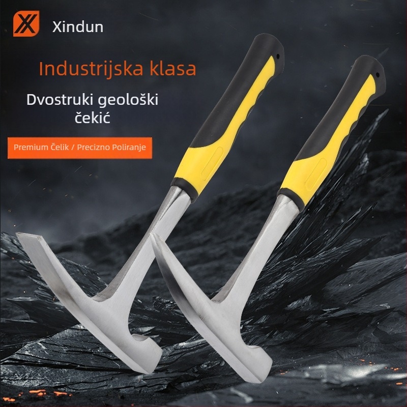 Geološki čekić za istraživanje, glava ravna/oštrica (glava od visokougljičnog čelika; otporan na udarce; otporan na eksplozije; težina 950 g)