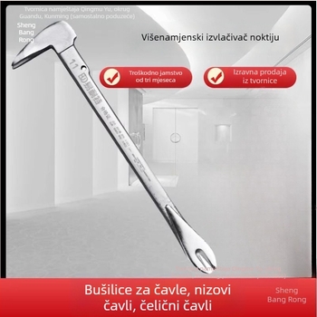 Heksagonalni štap od karbonskog čelika – višenamjenski alat za vađenje noktiju, s čekićem