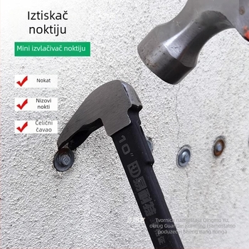 Heksagonalni štap od karbonskog čelika – višenamjenski alat za vađenje noktiju, s čekićem