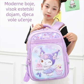 Kuromi ruksak s crtić dizajnom, lagan za leđa, velik kapacitet (Oxford tkanina, unisex, razredi 3–4, zakrivljene naramenice)