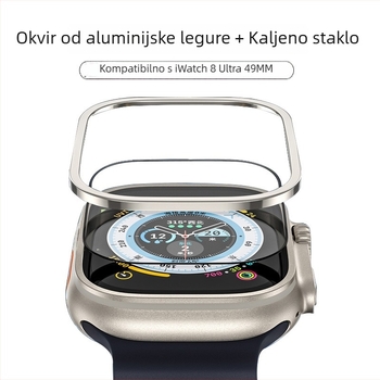 Apple Watch Ultra 2 okvir od titanijskog legura s mat završnim premazom, 49 mm, kaljena zaštitna folija za zaslon