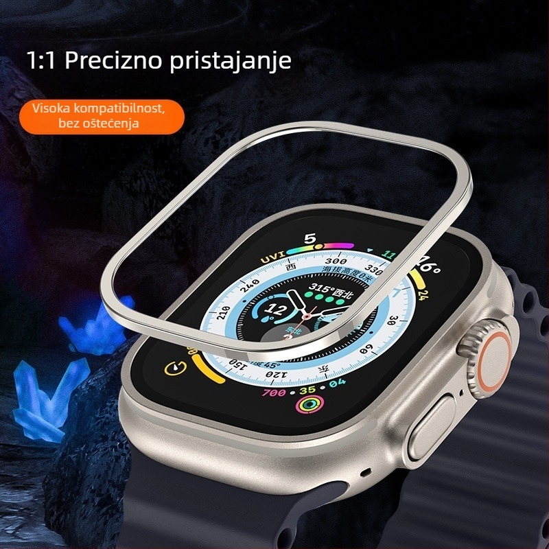 Apple Watch Ultra 2 okvir od titanijskog legura s mat završnim premazom, 49 mm, kaljena zaštitna folija za zaslon