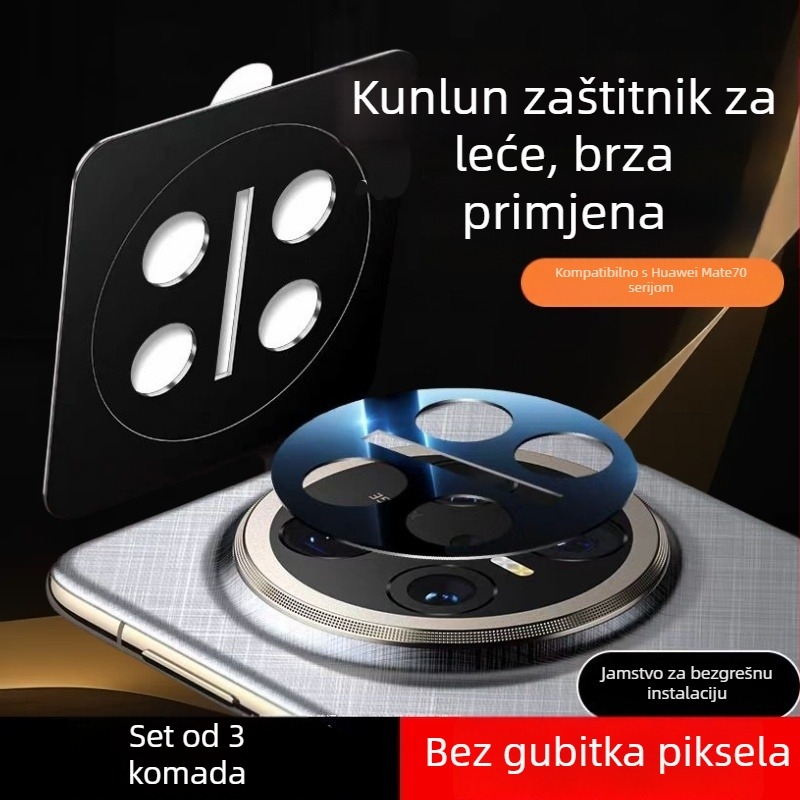 Huawei Mate 70 Pro stražnji objektiv zaštita - Kaljeno staklo, Film za objektiv, Otporan na otiske prstiju, Potpuno pokriće