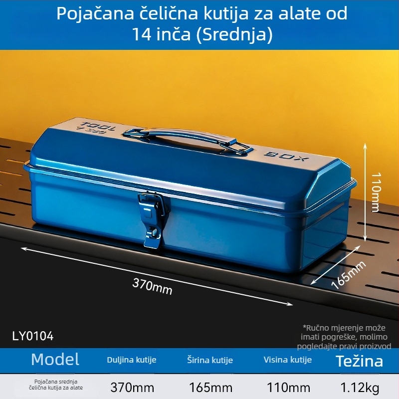 Metalna kutija za alat s preklopnim poklopom, industrijske klase, od čvrstog željeza, za kućnu upotrebu