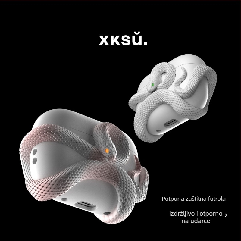 Xksu futrola za zaštitu iz Serije zmija za Apple AirPods Pro 3 i AirPods 4. generacije - crtani stil, injekcijsko oblikovanje, materijal PC