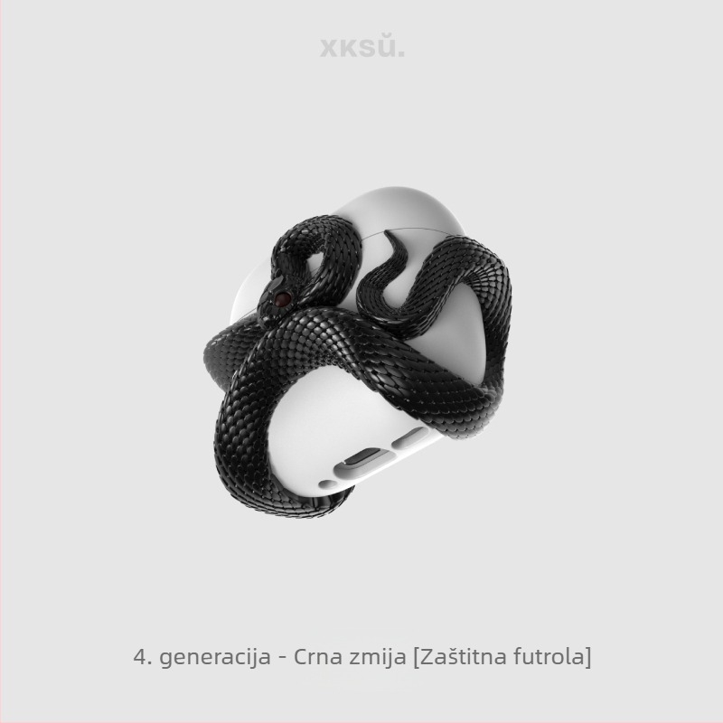 Xksu futrola za zaštitu iz Serije zmija za Apple AirPods Pro 3 i AirPods 4. generacije - crtani stil, injekcijsko oblikovanje, materijal PC