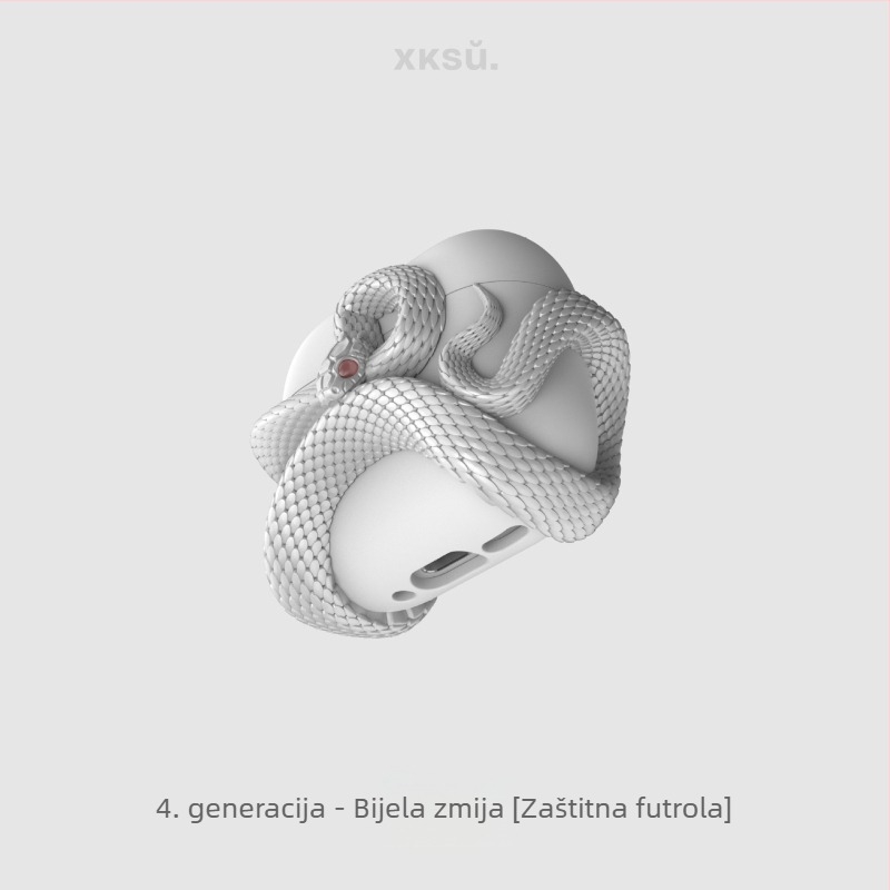 Xksu futrola za zaštitu iz Serije zmija za Apple AirPods Pro 3 i AirPods 4. generacije - crtani stil, injekcijsko oblikovanje, materijal PC