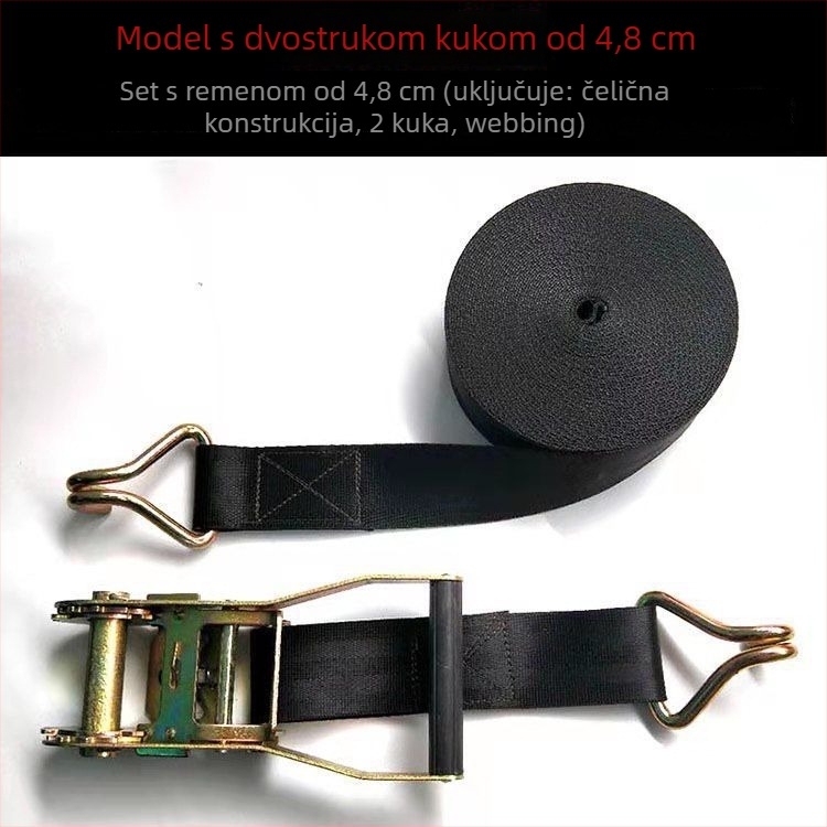 Visokoučinkoviti poliester remen za pričvršćivanje tereta za kamione, s napinjačem; Materijal: Poliester; Tip: Remen za pričvršćivanje; Mehanizam za napinjanje: Napinjač