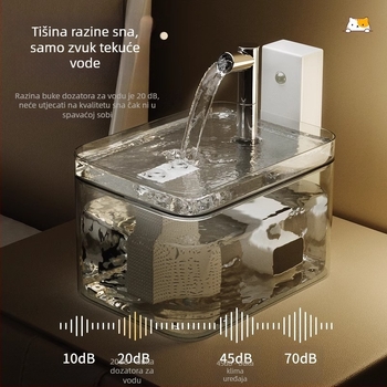 Dispenser za vodu za mačke s bazom za kontrolu temperature, bežični senzor, pametna fontana za piće s automatskom cirkulacijom koja ne navlaži usta.