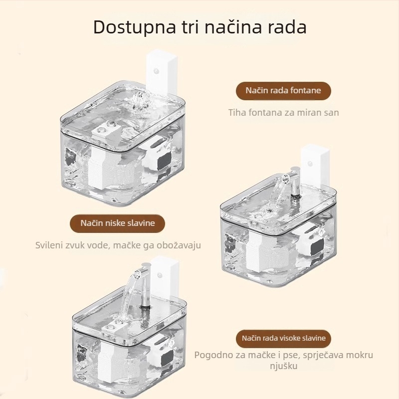 Dispenser za vodu za mačke s bazom za kontrolu temperature, bežični senzor, pametna fontana za piće s automatskom cirkulacijom koja ne navlaži usta.