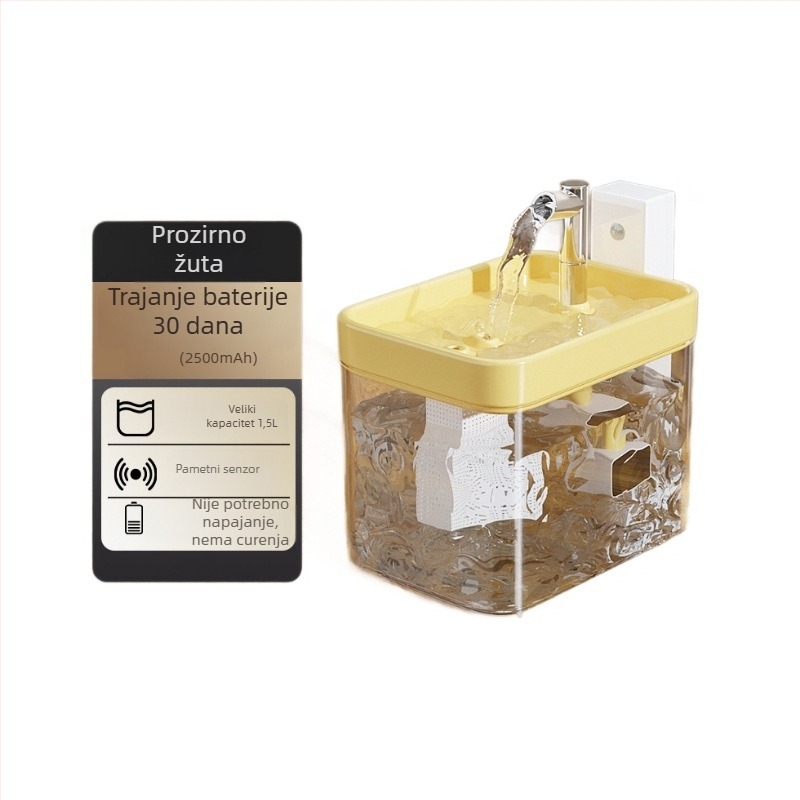 Dispenser za vodu za mačke s bazom za kontrolu temperature, bežični senzor, pametna fontana za piće s automatskom cirkulacijom koja ne navlaži usta.