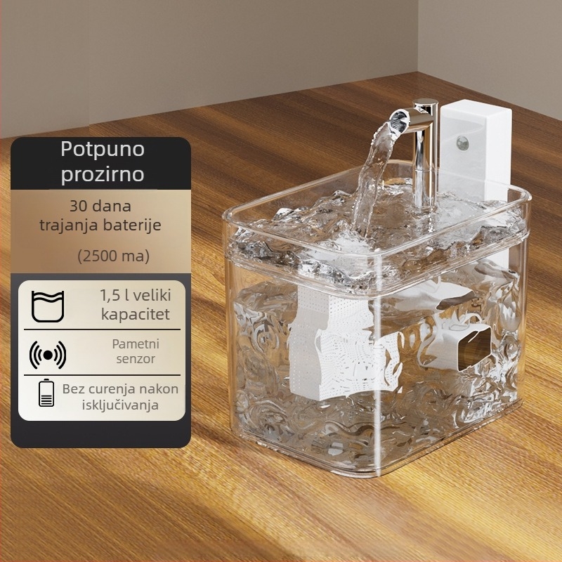Dispenser za vodu za mačke s bazom za kontrolu temperature, bežični senzor, pametna fontana za piće s automatskom cirkulacijom koja ne navlaži usta.