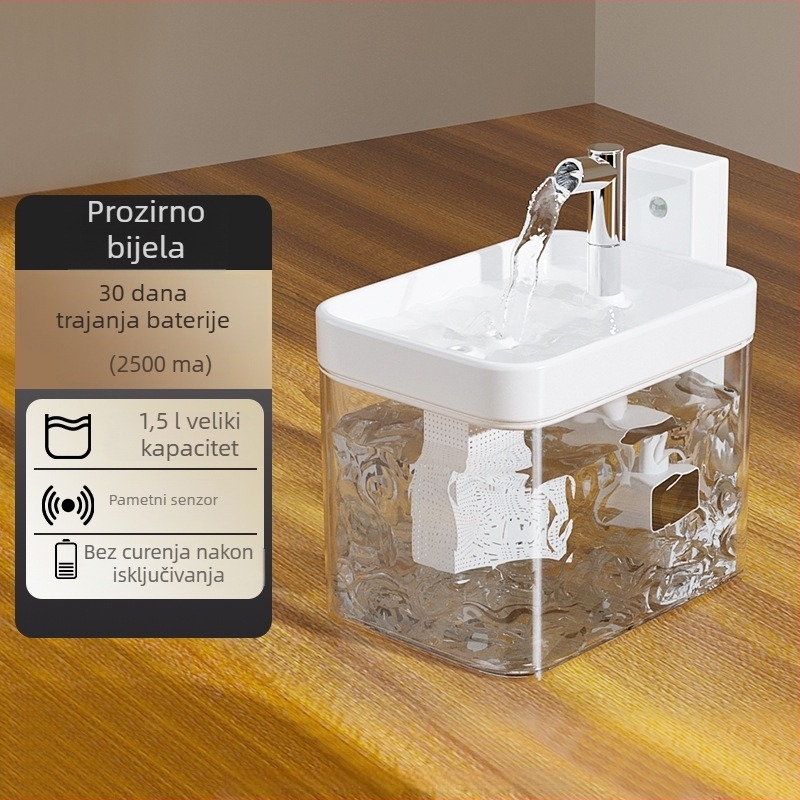 Dispenser za vodu za mačke s bazom za kontrolu temperature, bežični senzor, pametna fontana za piće s automatskom cirkulacijom koja ne navlaži usta.