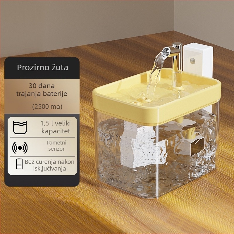 Dispenser za vodu za mačke s bazom za kontrolu temperature, bežični senzor, pametna fontana za piće s automatskom cirkulacijom koja ne navlaži usta.