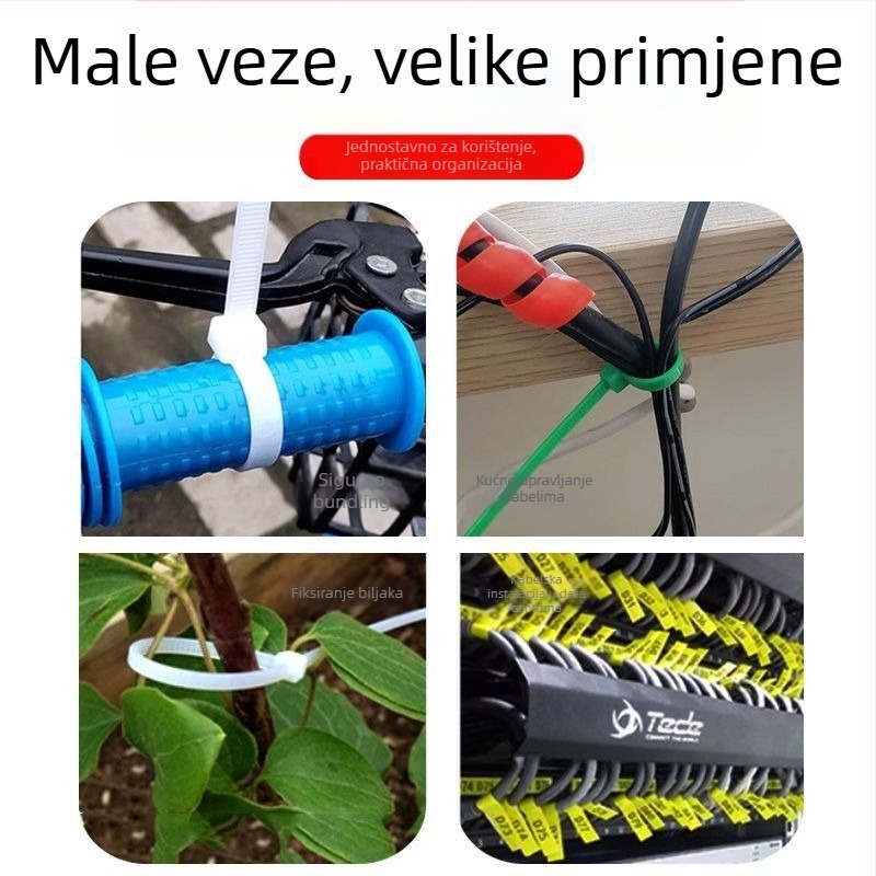 Samozaključavajuće plastične kabelske vezice od najlona 6, za kućnu i industrijsku upotrebu, ocjena požarne sigurnosti 95V-2, Rest