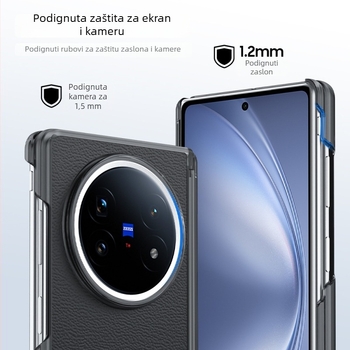 Stražnja futrola za Vivo X Fold5 s magnetskim središnjim osovinama i dvostrukim šarnirima, umjetna koža, otpornost na udarce, otiske prstiju
