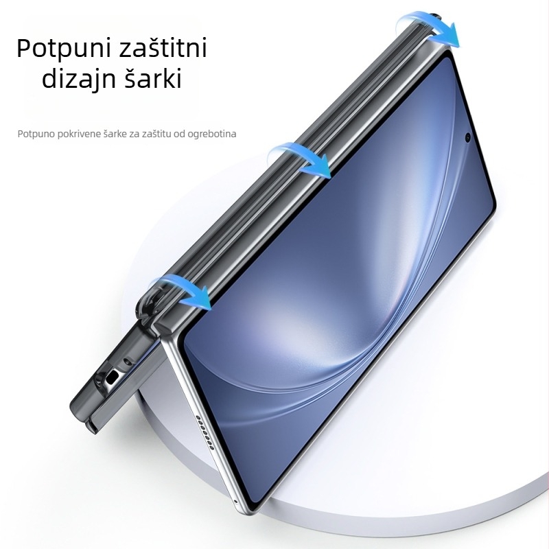 Stražnja futrola za Vivo X Fold5 s magnetskim središnjim osovinama i dvostrukim šarnirima, umjetna koža, otpornost na udarce, otiske prstiju