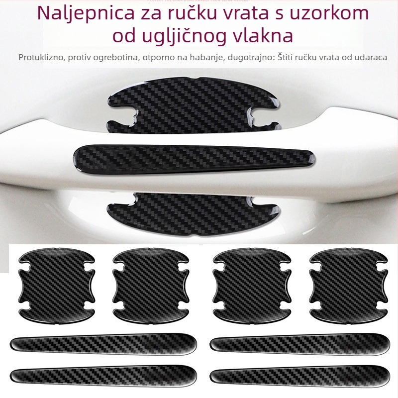 Zaštitna naljepnica od karbonskih vlakana za kvake automobila – montaža ljepilom, uzorak karbonskih vlakana, šablona 11, prilagodljivo