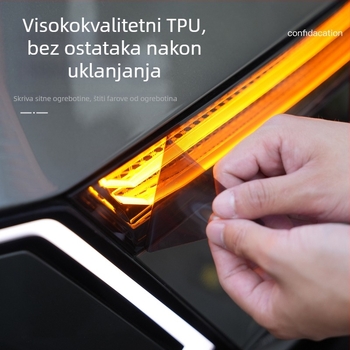 TPU zaštitna folija za svjetla Warrior M817 – uzorak zastave, samoljepljiva instalacija, prednji dio vozila