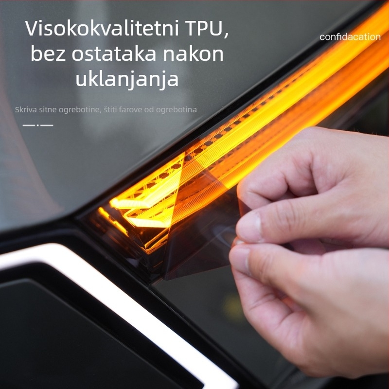 TPU zaštitna folija za svjetla Warrior M817 – uzorak zastave, samoljepljiva instalacija, prednji dio vozila