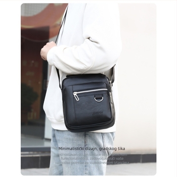 Muška crossbody torba, gradski stil (vodootporna, velika zapremina, više pretinaca, PU materijal, pogodno za 8-inčni prijenosnik)