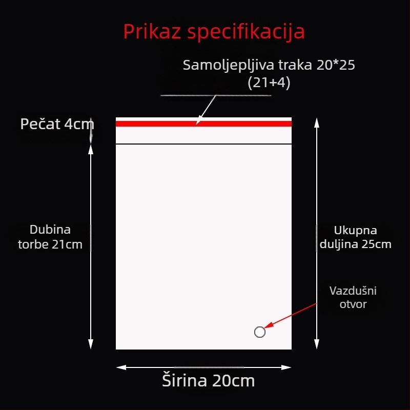 OPP debela prozirna vrećica za odjeću sa samouzapečivim zatvaračem
