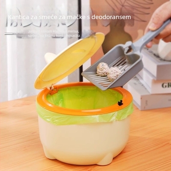 Kanta za mačje izmet s poklopcem, okrugla PVC konstrukcija, zatvorena mačja toalet