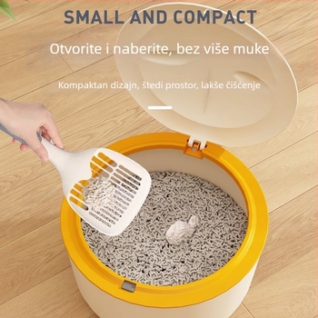 Kanta za mačje izmet s poklopcem, okrugla PVC konstrukcija, zatvorena mačja toalet