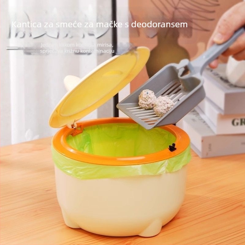 Kanta za mačje izmet s poklopcem, okrugla PVC konstrukcija, zatvorena mačja toalet