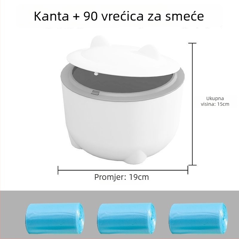 Kanta za mačje izmet s poklopcem, okrugla PVC konstrukcija, zatvorena mačja toalet