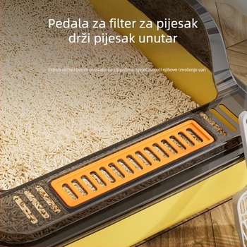 Kutija za mačji stelj s poluotvorenim dizajnom, PP materijal, pogodna za mačke, bez pametnih funkcija