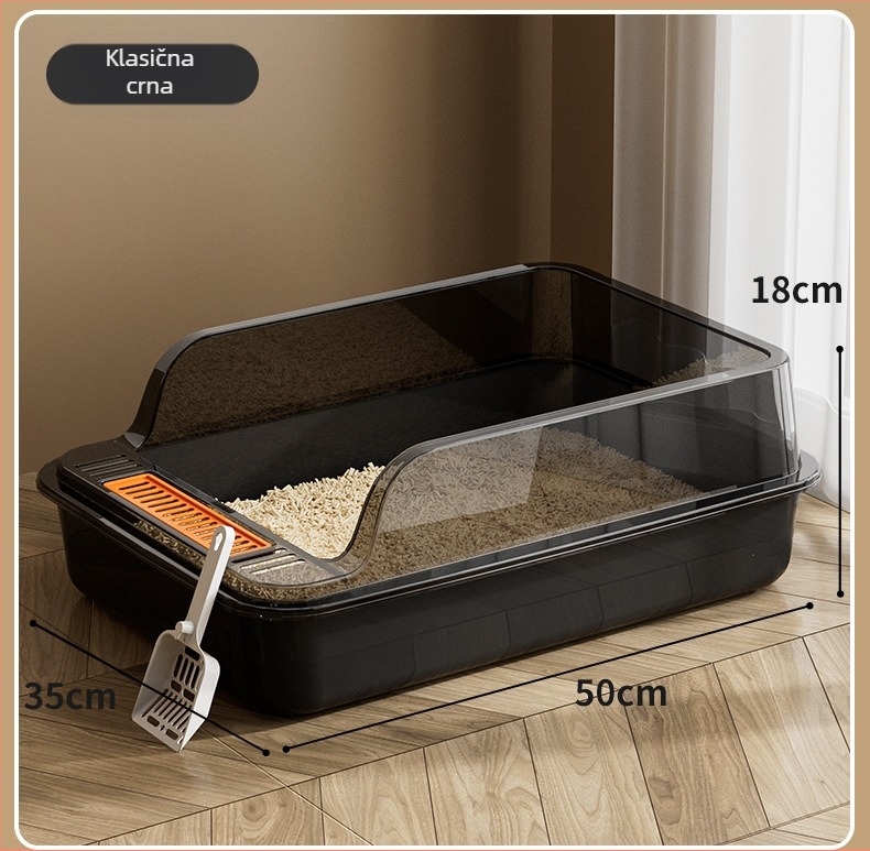 Kutija za mačji stelj s poluotvorenim dizajnom, PP materijal, pogodna za mačke, bez pametnih funkcija