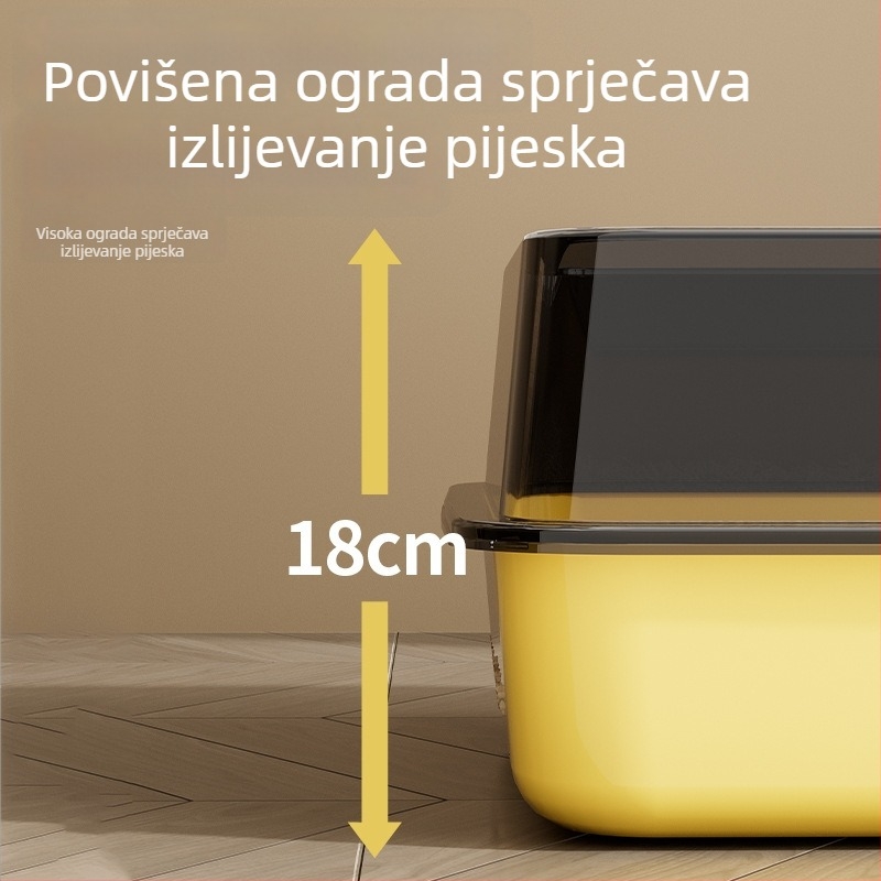 Kutija za mačji stelj s poluotvorenim dizajnom, PP materijal, pogodna za mačke, bez pametnih funkcija