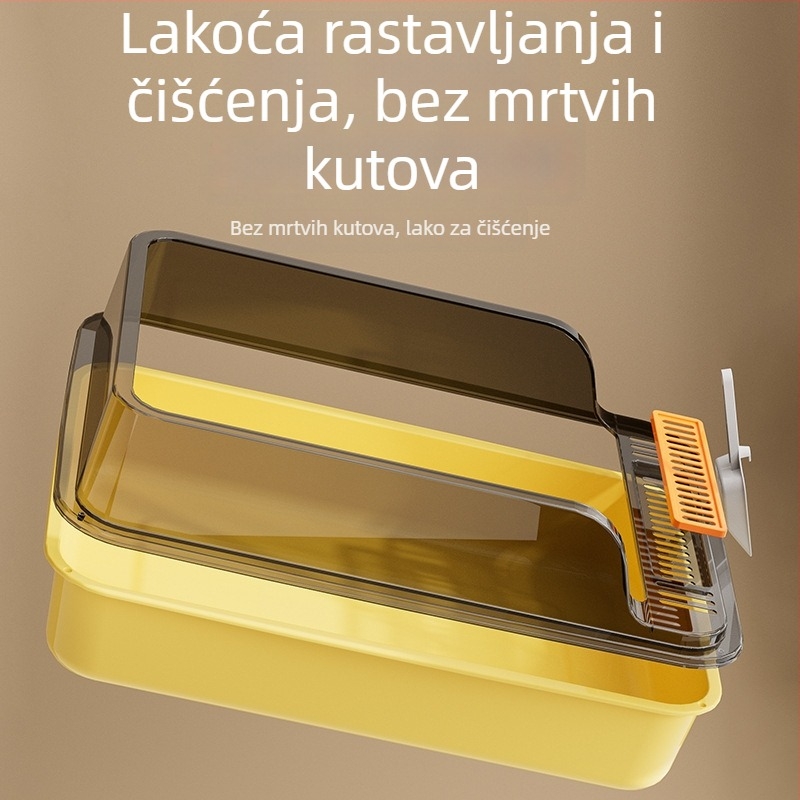Kutija za mačji stelj s poluotvorenim dizajnom, PP materijal, pogodna za mačke, bez pametnih funkcija