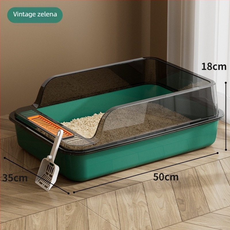 Kutija za mačji stelj s poluotvorenim dizajnom, PP materijal, pogodna za mačke, bez pametnih funkcija