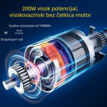 Ručni bežični usisavač za automobil, 7.4V, 80W, 9000Pa, punjiv