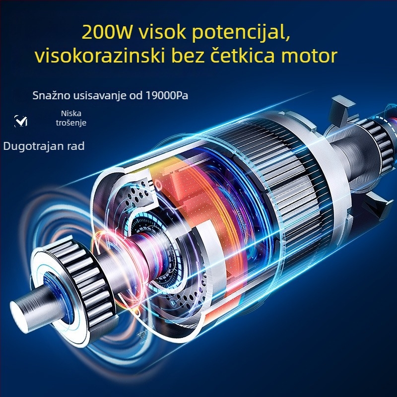Ručni bežični usisavač za automobil, 7.4V, 80W, 9000Pa, punjiv