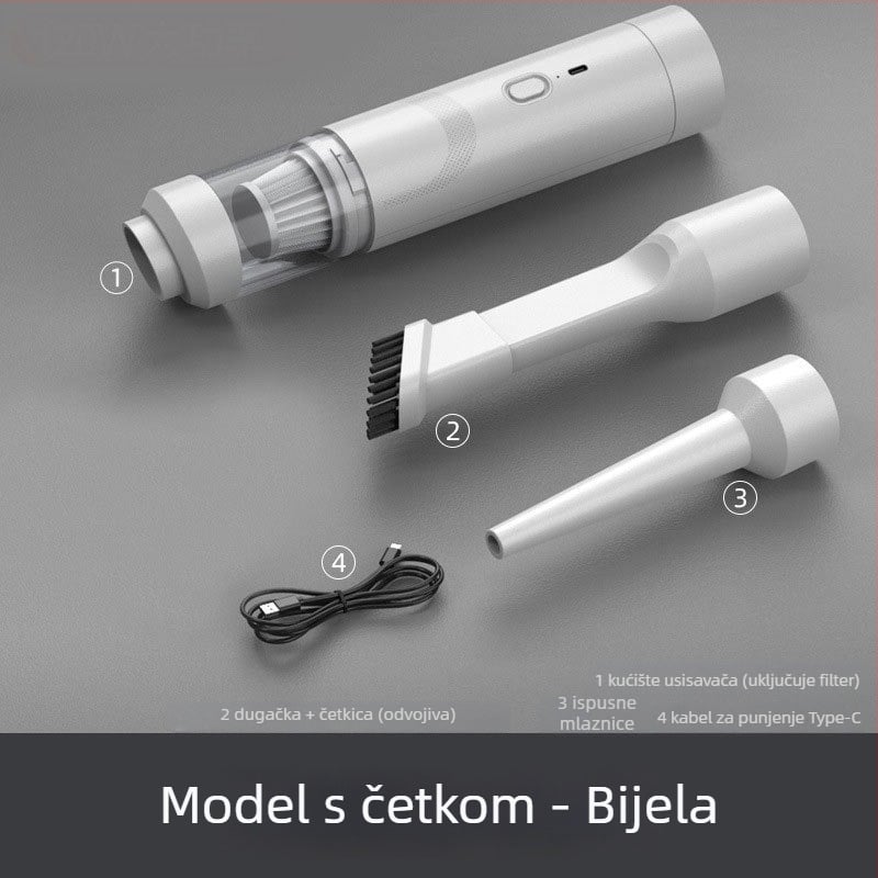 Ručni bežični usisavač za automobil, 7.4V, 80W, 9000Pa, punjiv
