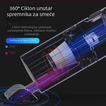 Prijenosni usisavač za automobil, bežični, 120W, usisna snaga 9000Pa, sterilizacija i osvjetljenje