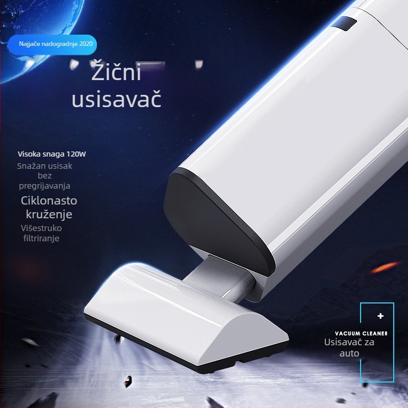 Prijenosni usisavač za automobil, bežični, 120W, usisna snaga 9000Pa, sterilizacija i osvjetljenje