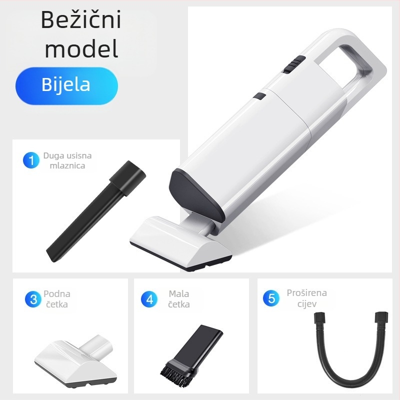 Prijenosni usisavač za automobil, bežični, 120W, usisna snaga 9000Pa, sterilizacija i osvjetljenje